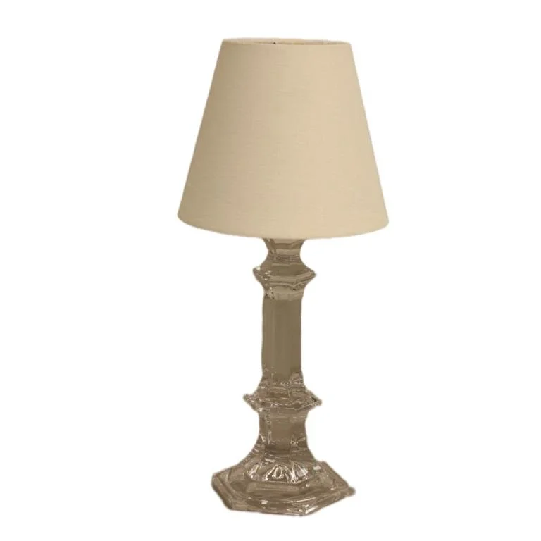 CRYSTAL STEM TEALIGHT LAMP WITH WHITE SHADE