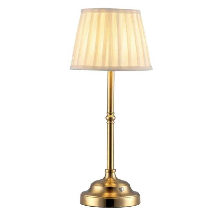 GOLD STEM LAMP WITH WHITE SHADE