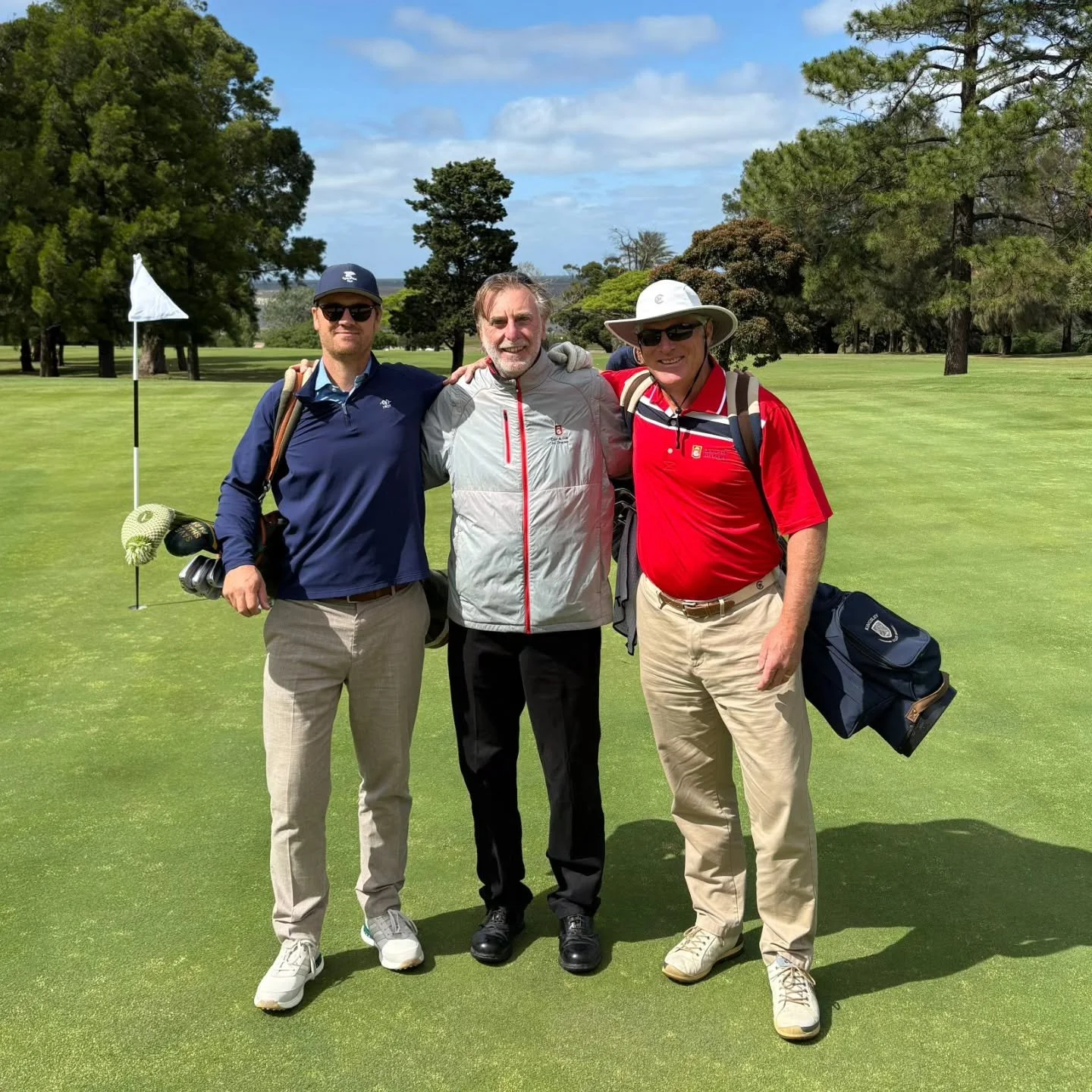 Mike and Josh enjoying a game at Club de Golf del Uruguay with former head pro and club historian Eduardo Payovich whilst looking at expansion plans for the 5th green.