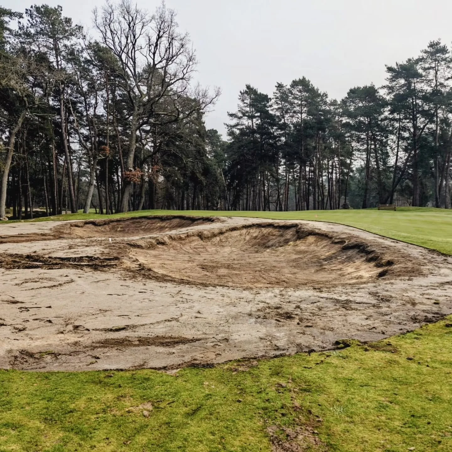 Bunkers currently under construction along with Tom Simpson's drawing of such hazards at Morfontaine. We are trying to bring back more of his style and design as part of the course's renovation.