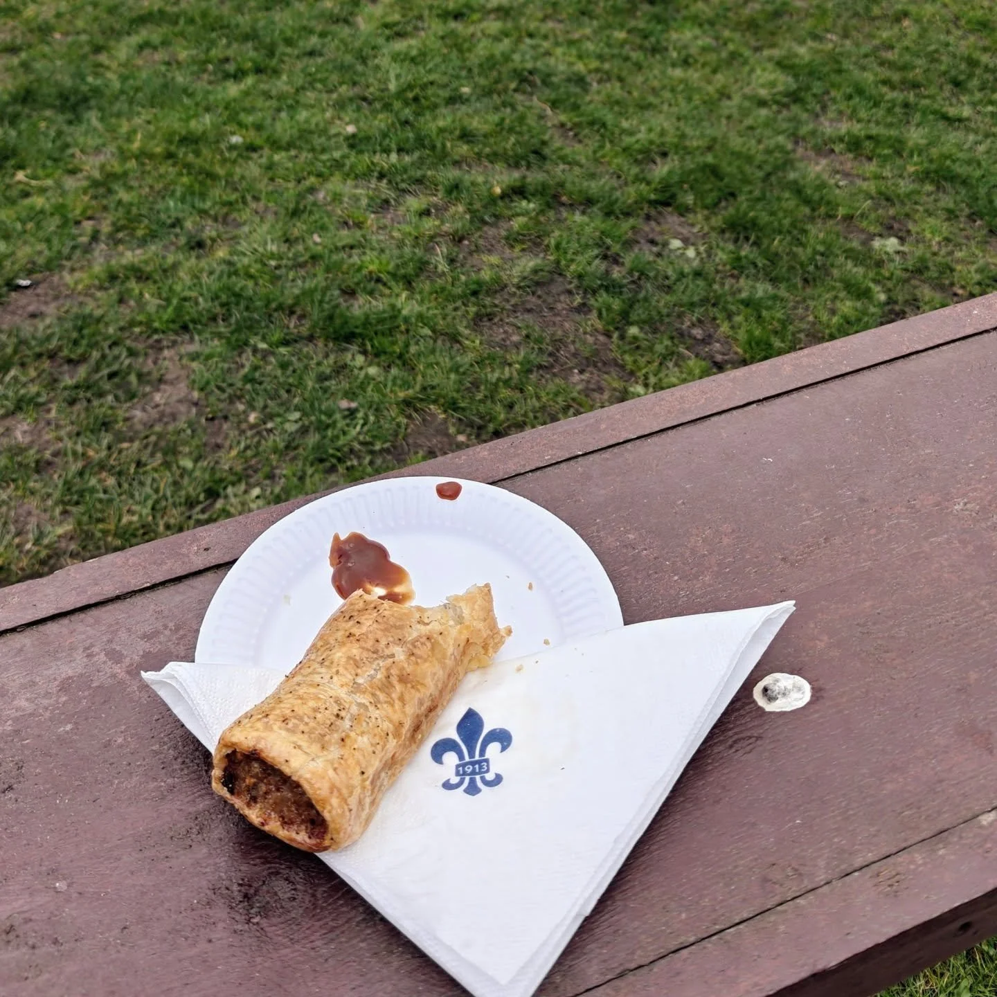 One of the best sausage rolls in the business plus a great view of Canary Wharf softened the brutal conditions in this afternoon's gales.