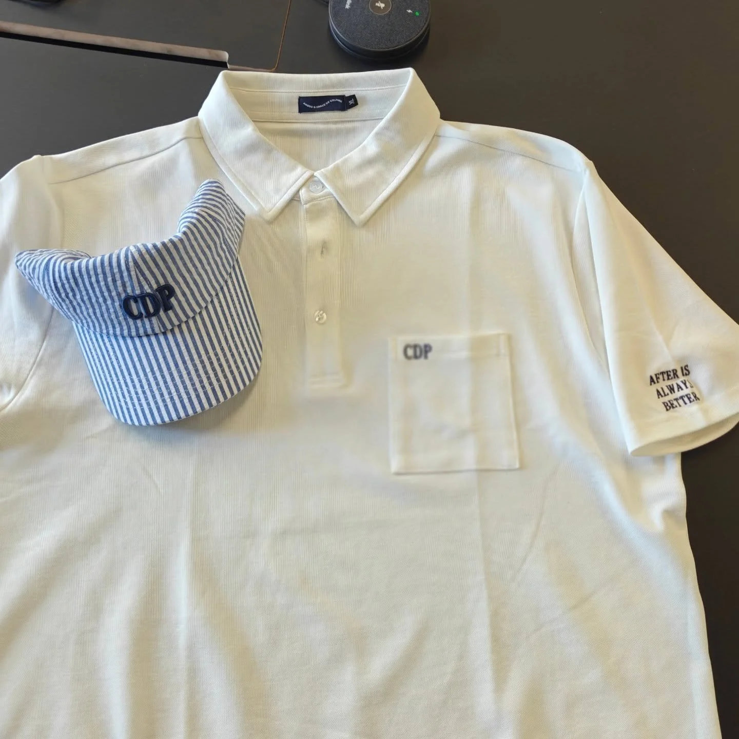 Many thanks to Matt and Antonia at @angusandgracegogolfing for our summer team apparel which arrived this morning. At @mike_clayton_golf's request, it's white shirts, cream waterproofs and seersucker hats all the way.