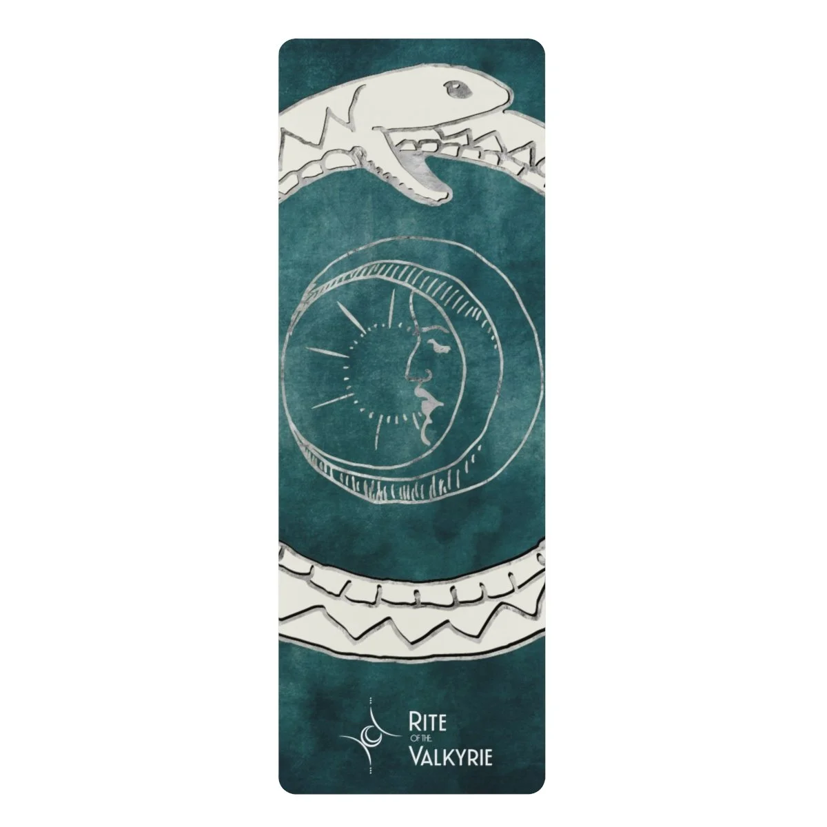 Artwork with mythical theme showing a dragon and a face within a moon, titled 'Rite of the Valkyrie'.