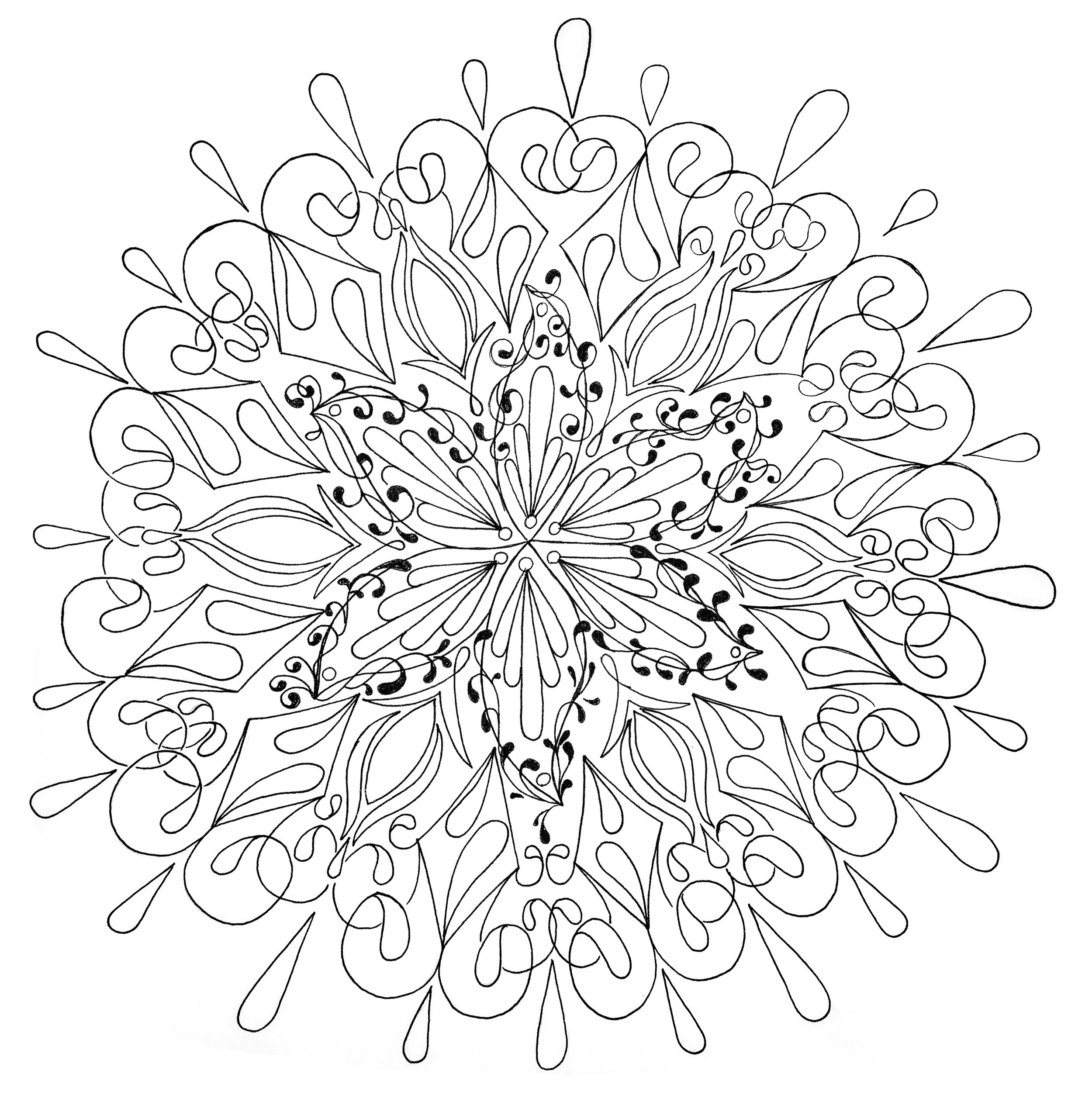 Graphite and pen mandala