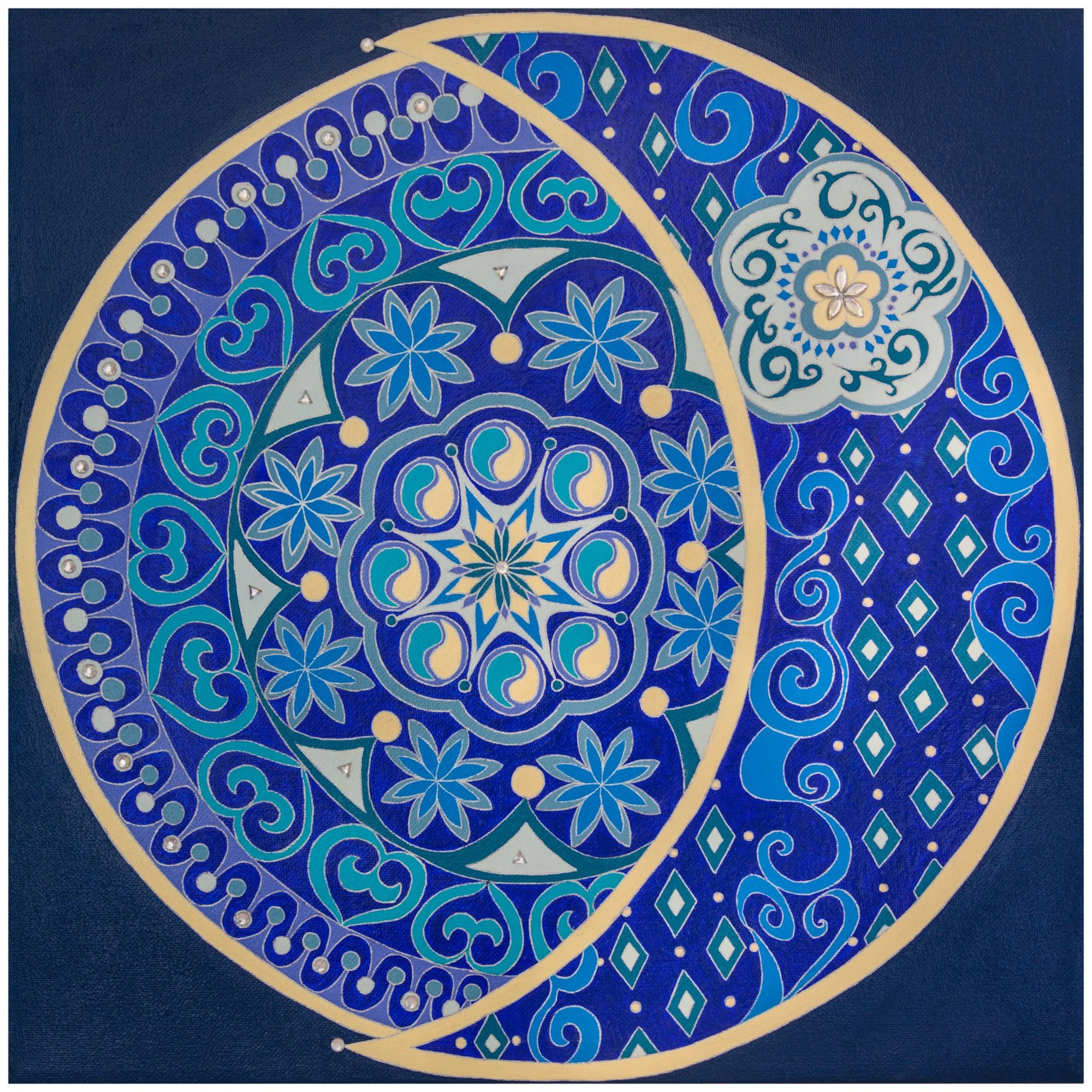 Acrylic design on canvas: moon