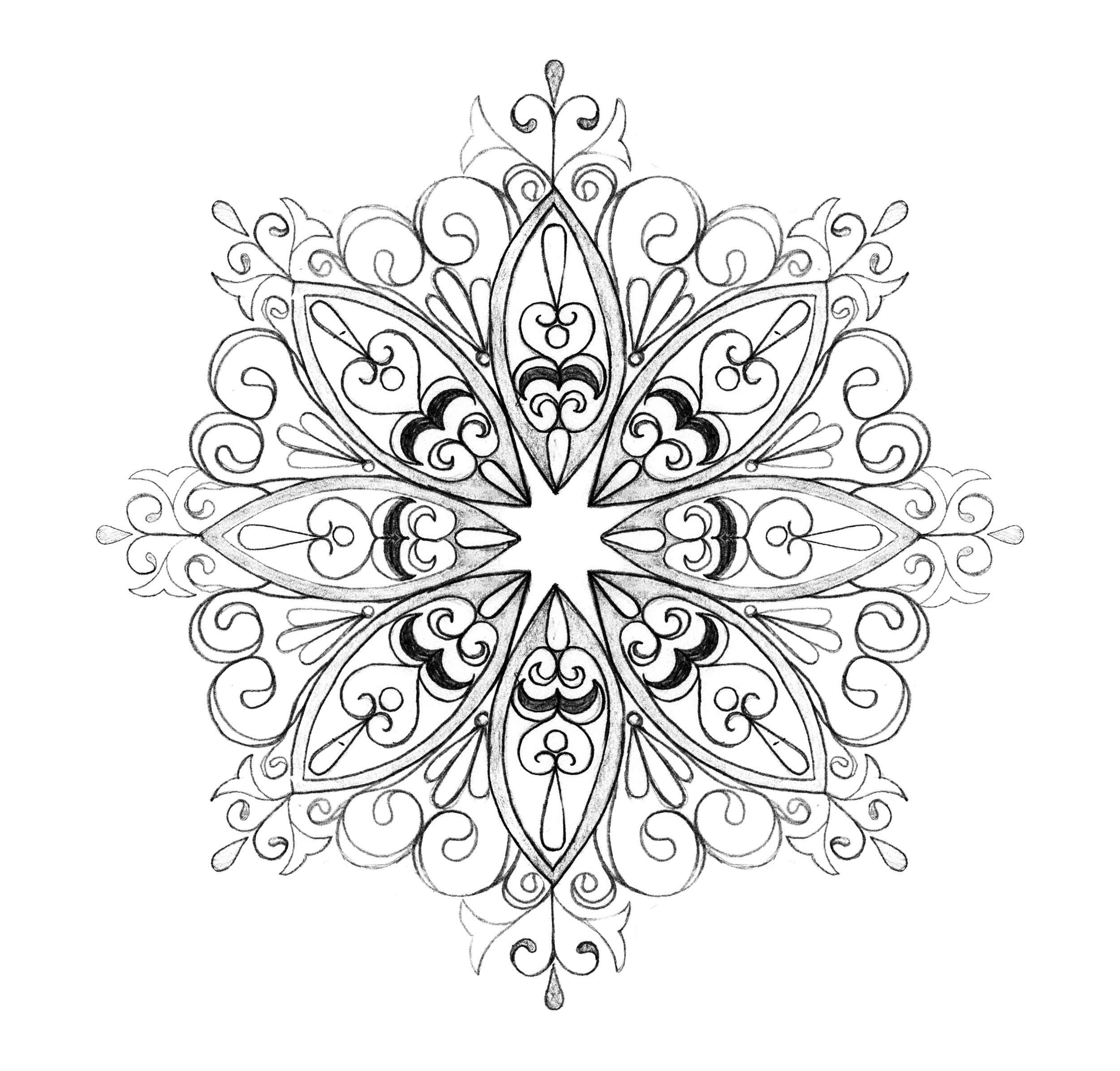 Graphite and pen design: fire