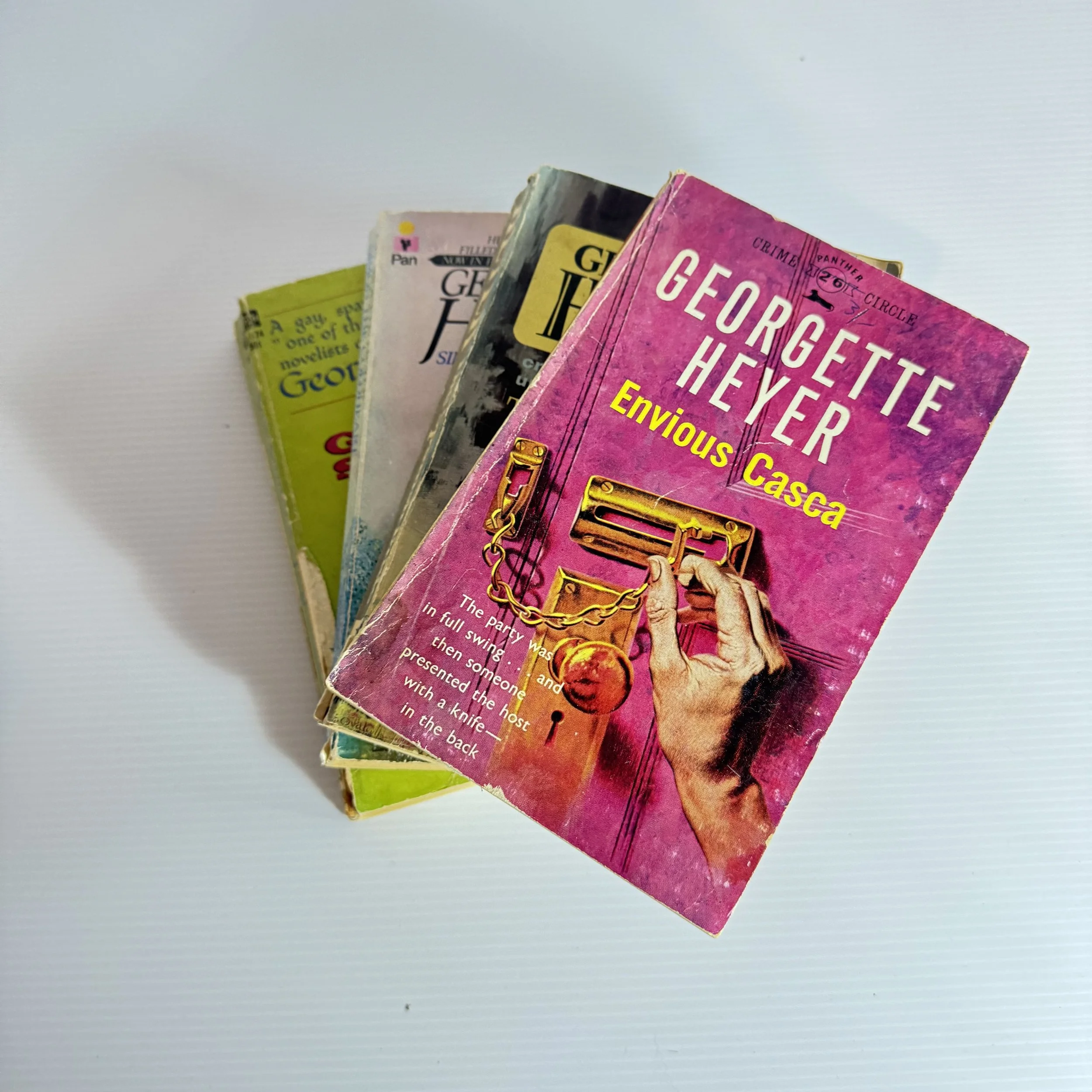 Georgette Heyer Book Bundle x 4 Books : Envious Casca, Simon the Goldheart, The Grand Sophy, The Spanish Bride (Vintage 1960's) (2076)