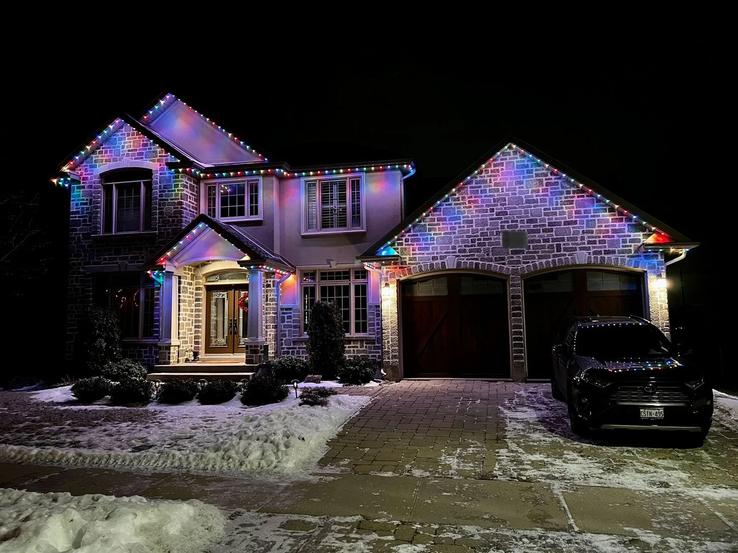 Home with colourful permanent LED lighting