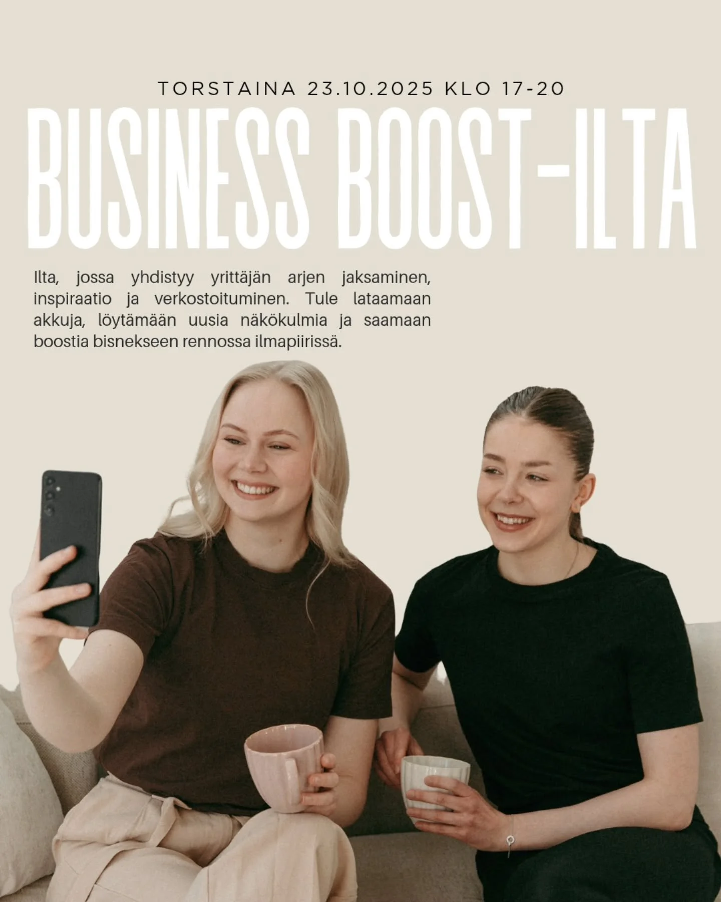 Miss&auml; yritt&auml;jyys kohtaa energian ja verkostot

Tervetuloa iltaan joka yhdist&auml;&auml; inspiroivan puheenvuoron yritt&auml;j&auml;n arjen jaksamisesta ja energianl&auml;hteist&auml; sek&auml; rennon verkostoitumisen.

Illan aikana saat ko