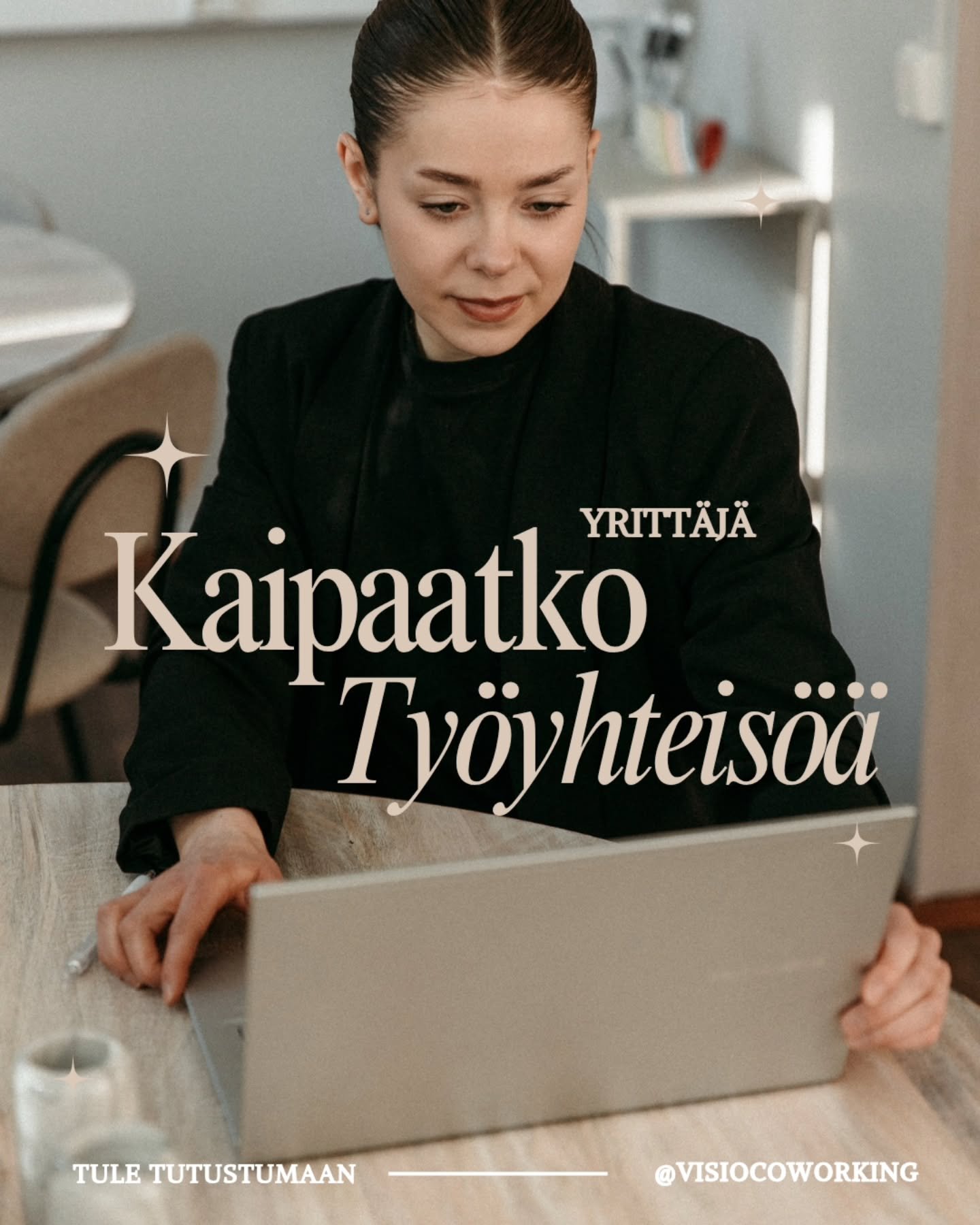Haluatko ymp&auml;rillesi samanhenkisi&auml; yritt&auml;ji&auml;?
Visio Coworkingissa kohtaat uusia ihmisi&auml; luonnollisesti ja saat ymp&auml;rillesi ty&ouml;yhteis&ouml;n, joka oikeasti ymm&auml;rt&auml;&auml; arkeasi.

Varaa maksuton tutustumisp