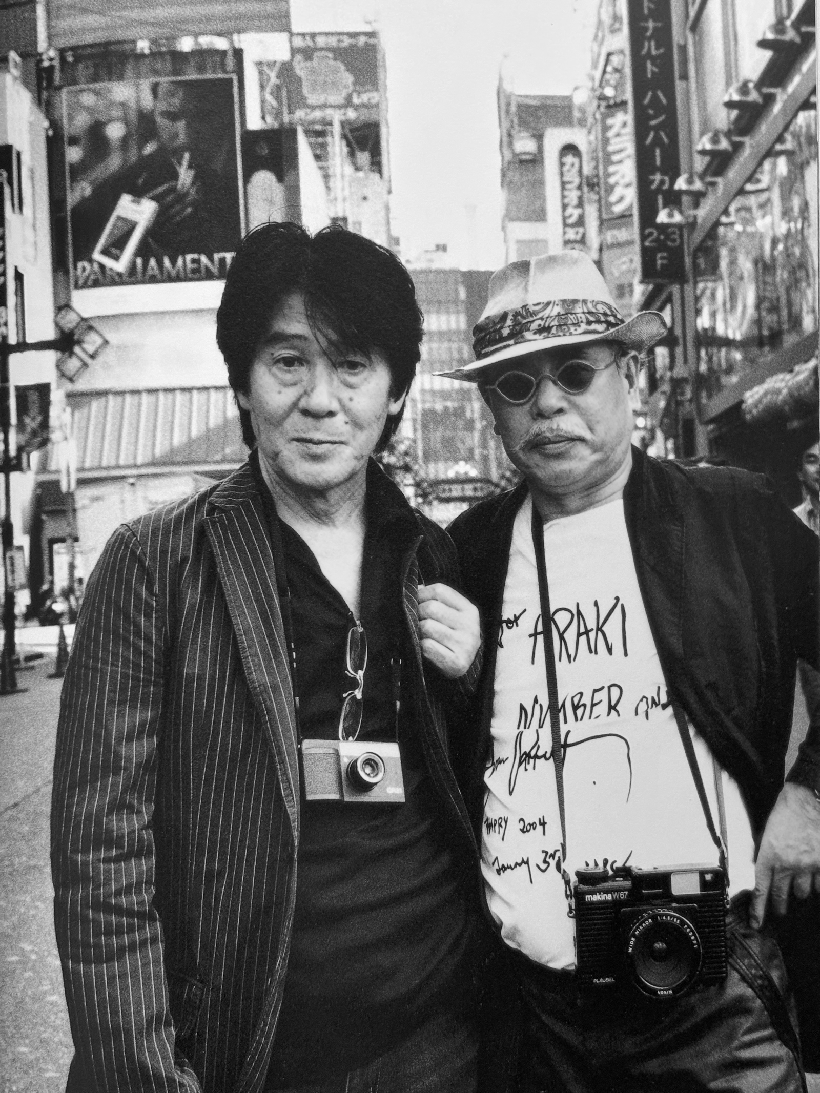 Daido Moriyama and Nobuyoshi Araki in Shinjuku, 2004
