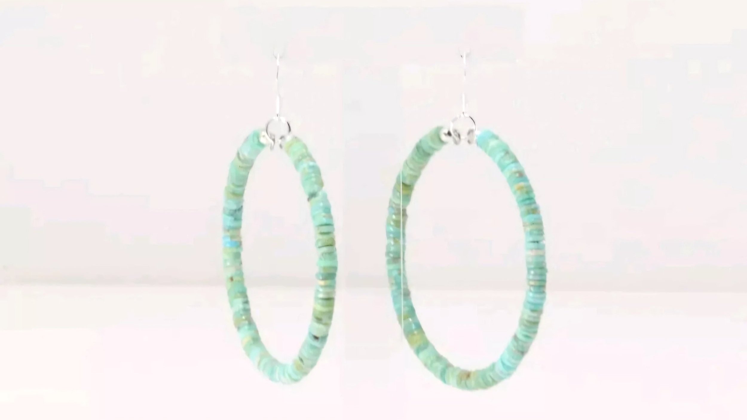 Navajo Turquoise Sterling Silver Hoop Earrings