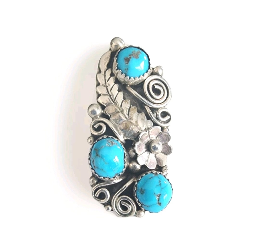 Navajo Native American Sterling Silver Turquoise Ring