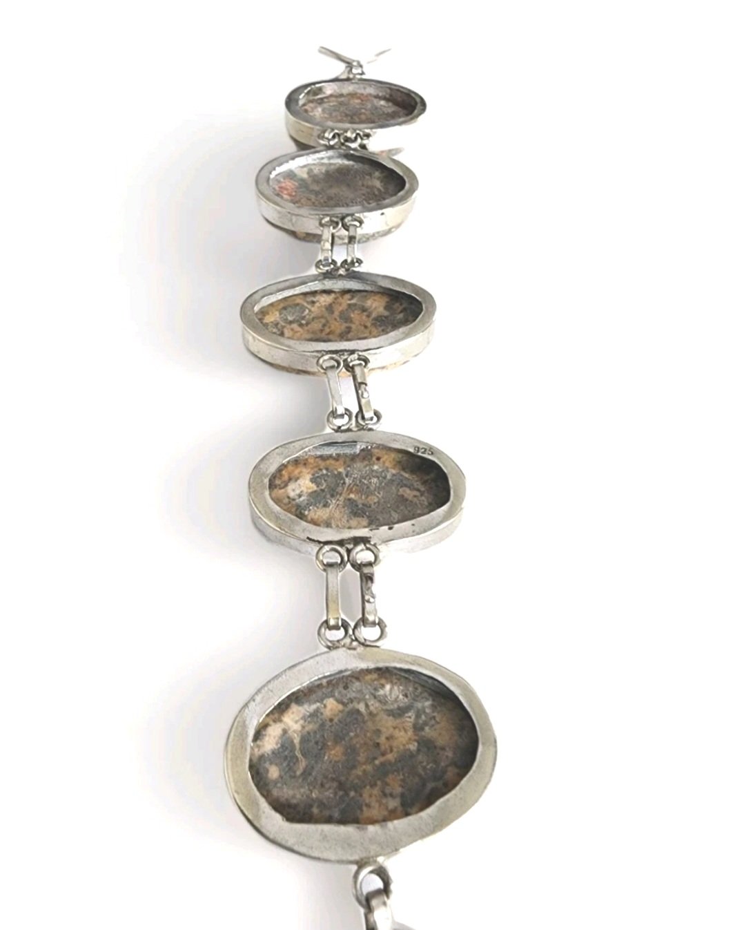 Sterling Silver Unakite Chain Link Bracelet