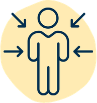 Icon of a person with arrows pointing toward them, representing airflow or ventilation.