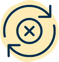 Icon of a circular arrow with a cancel or delete symbol in the center, representing refresh or restart.