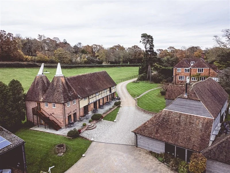 Drone shot of The Oak Barn, Frame Farm - Kent