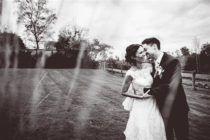 Bride and groom at The oak Barn Frame Farm - Kent