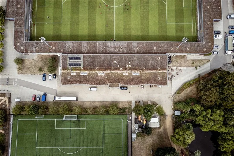 Commercial drone shoot of Dartford Football ground, Kent UK 