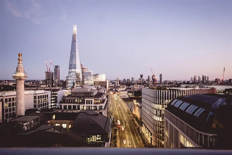Colour photo of the view looking out onto London Bridge with The Shard in full view
