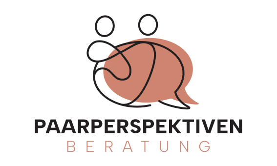 Logo mit einer Sprechblase und einer Gehörlosenzeichen-Ikone, darunter der Text 'Paarperspektiven Beratung'.