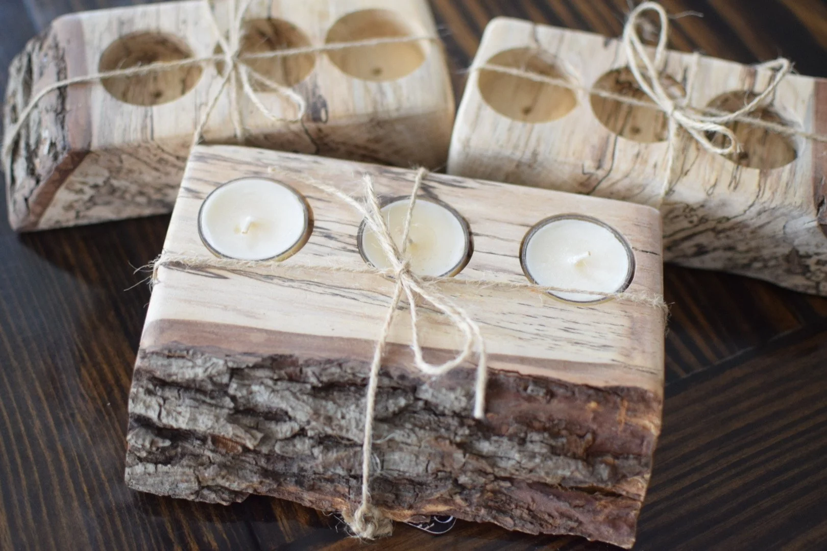Spalted maple Tea Light Candle Holders
