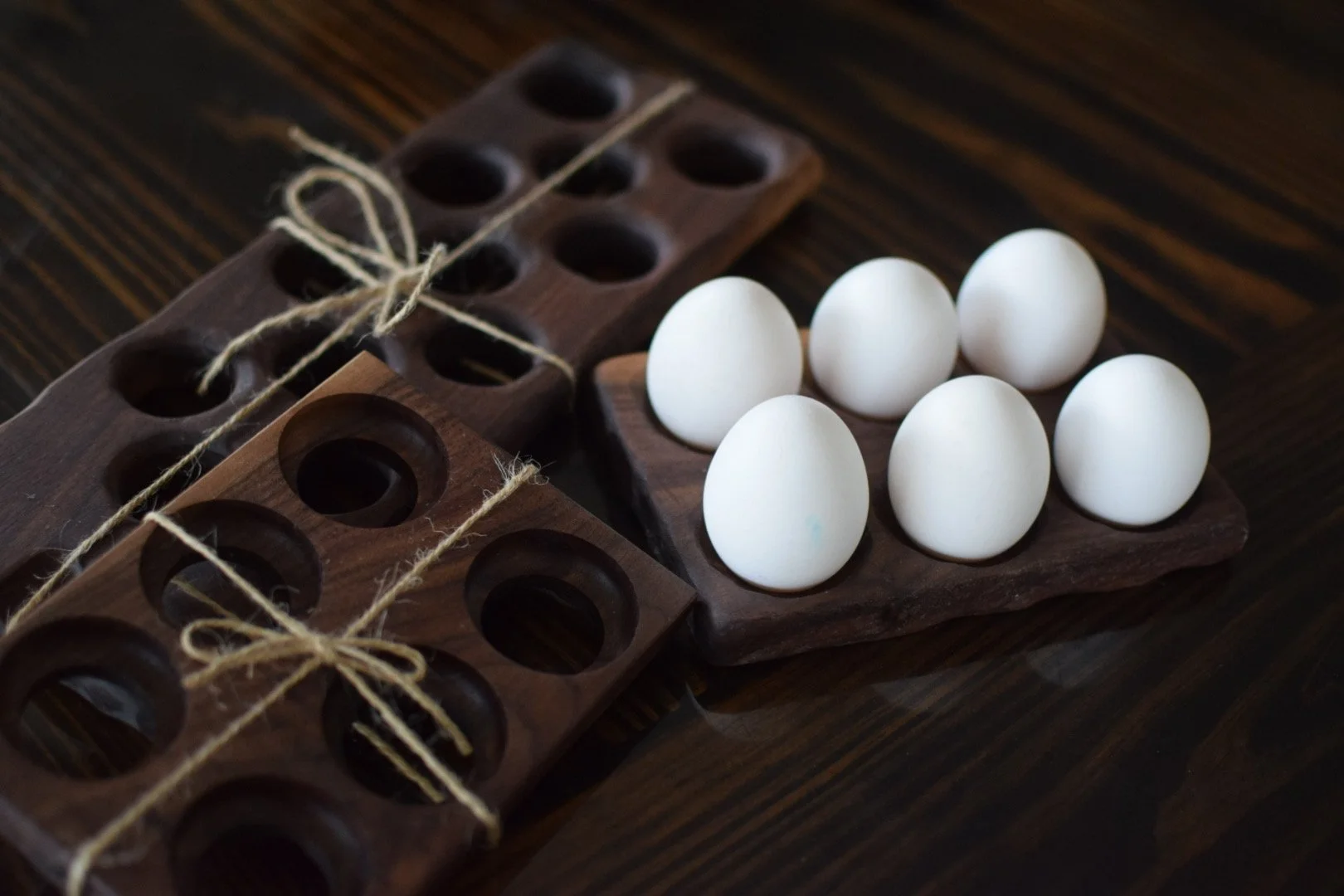 Walnut Egg Holder Trays