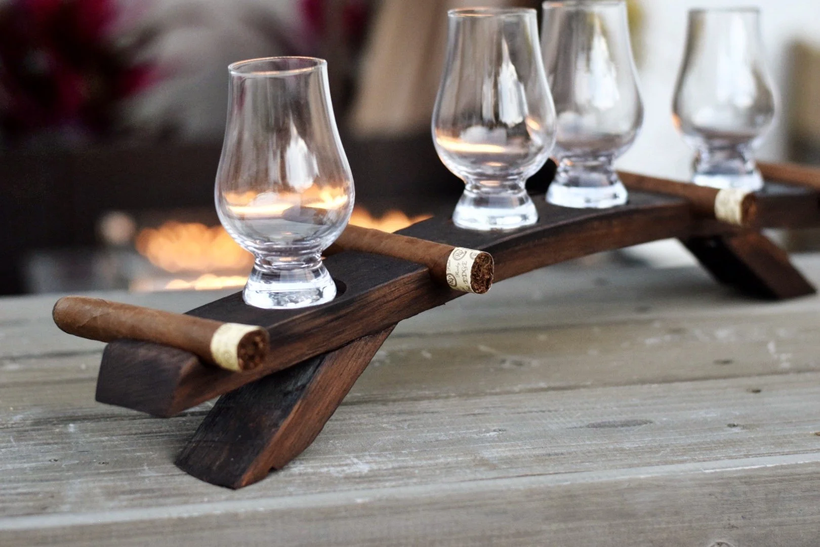 Cigar Rest + Whisky Barrel Stave Flight