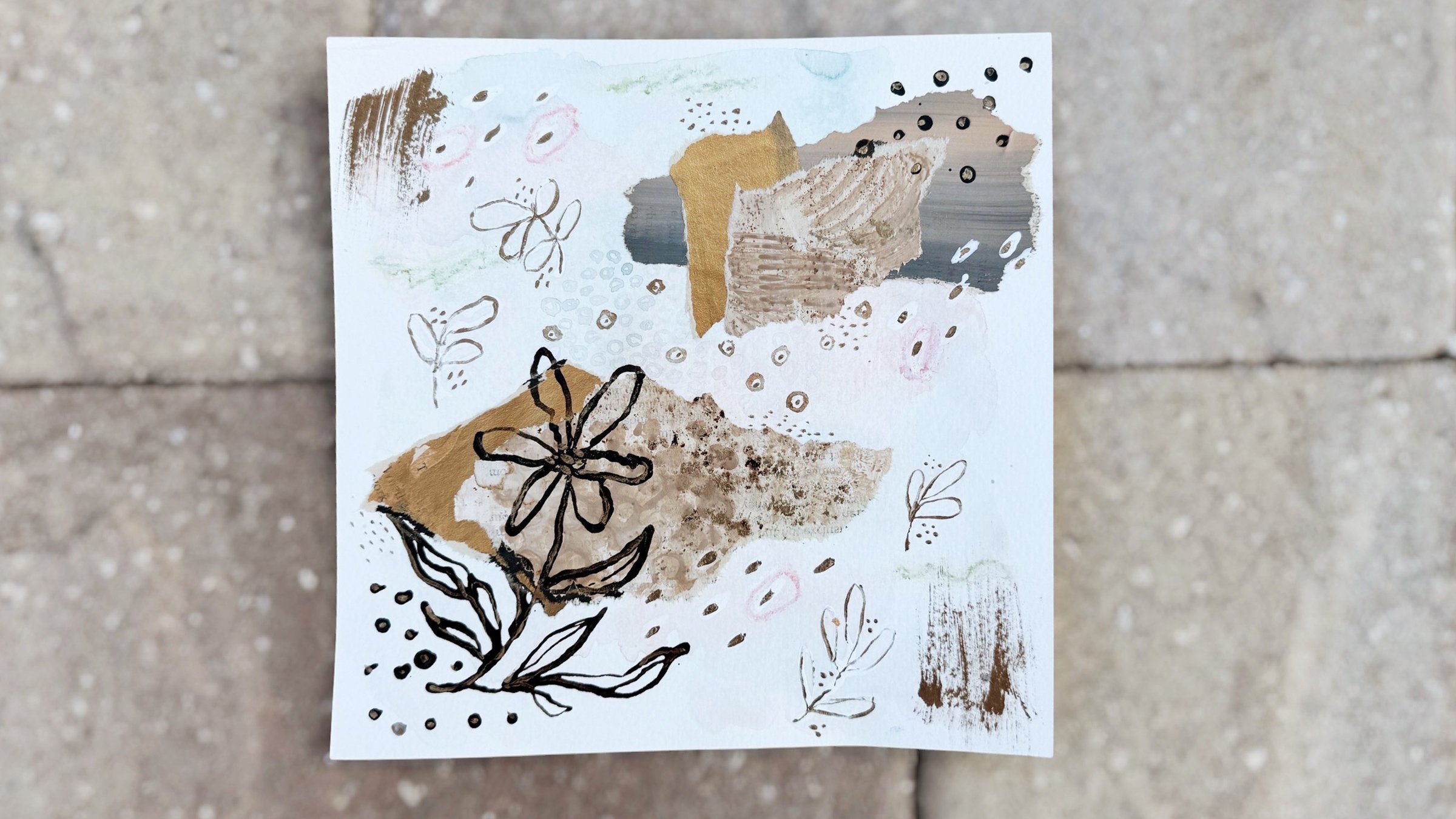 Mixed Media Collage Abstract Floral Ink TikTok LIVE 02 Replay