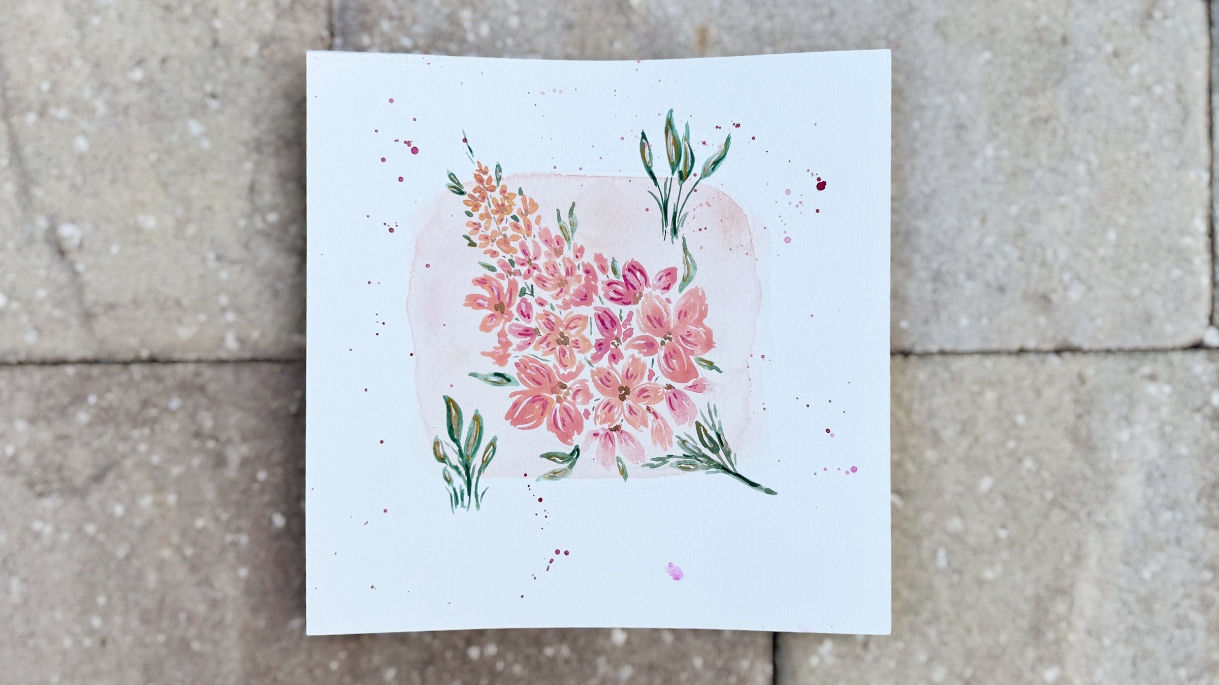 Five Petal Floral Gouache Painting in Soft Oranges TikTok LIVE 03 Replay
