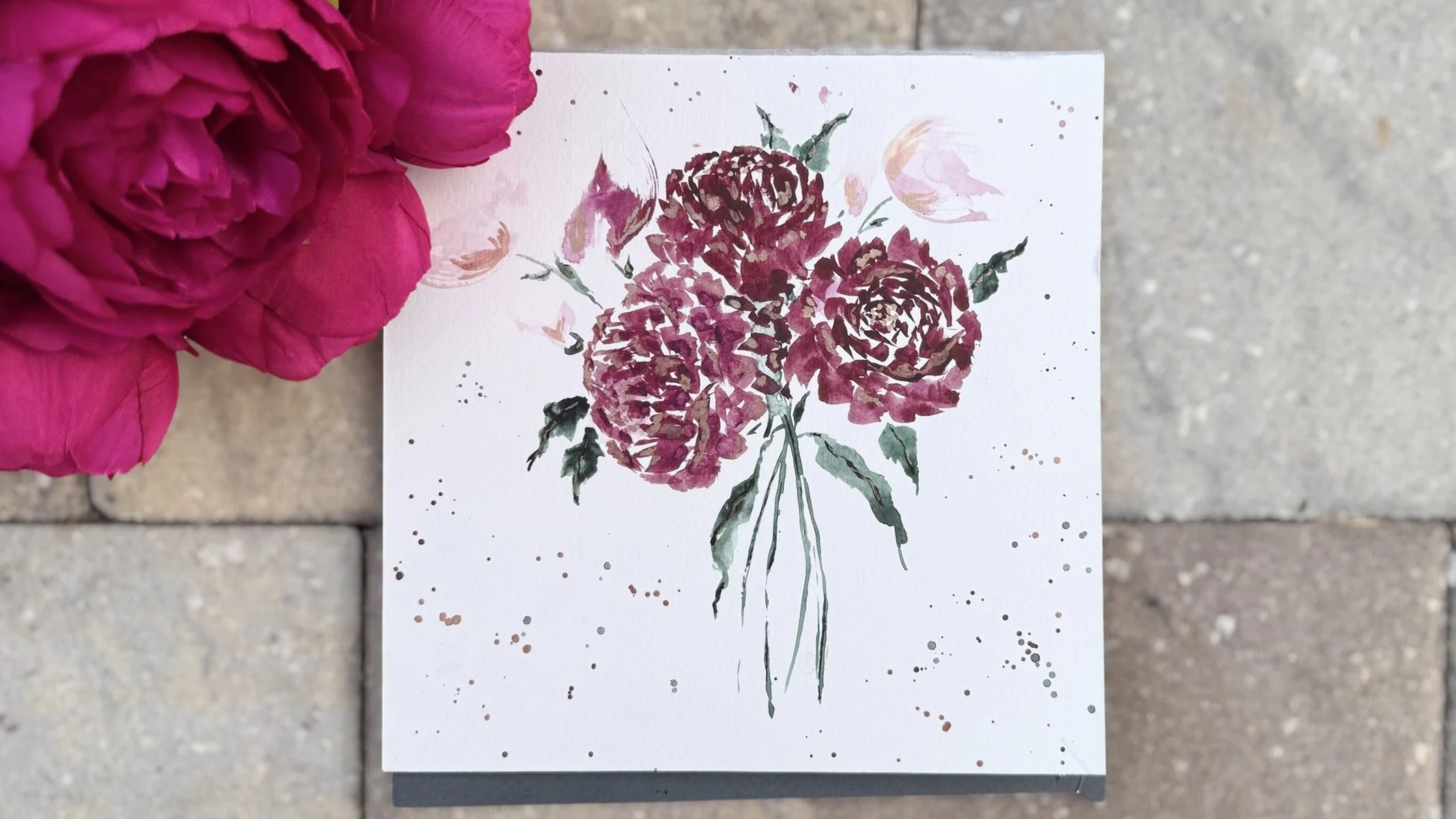 Wine Colored Watercolor Peonies TikTok LIVE 05 Replay