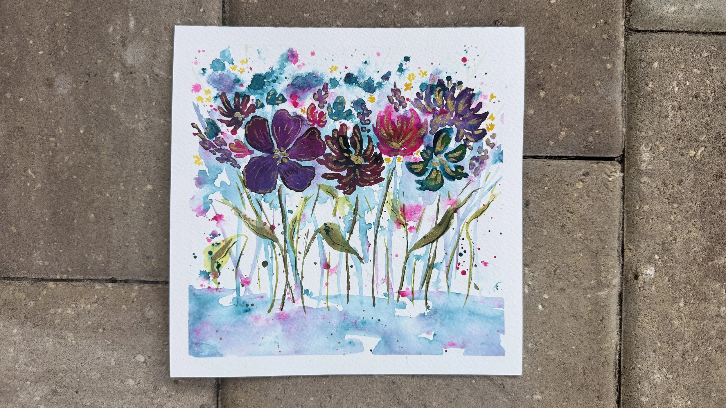 Loose Watercolor Floral Garden with Gold Ink TikTok LIVE 34 Replay