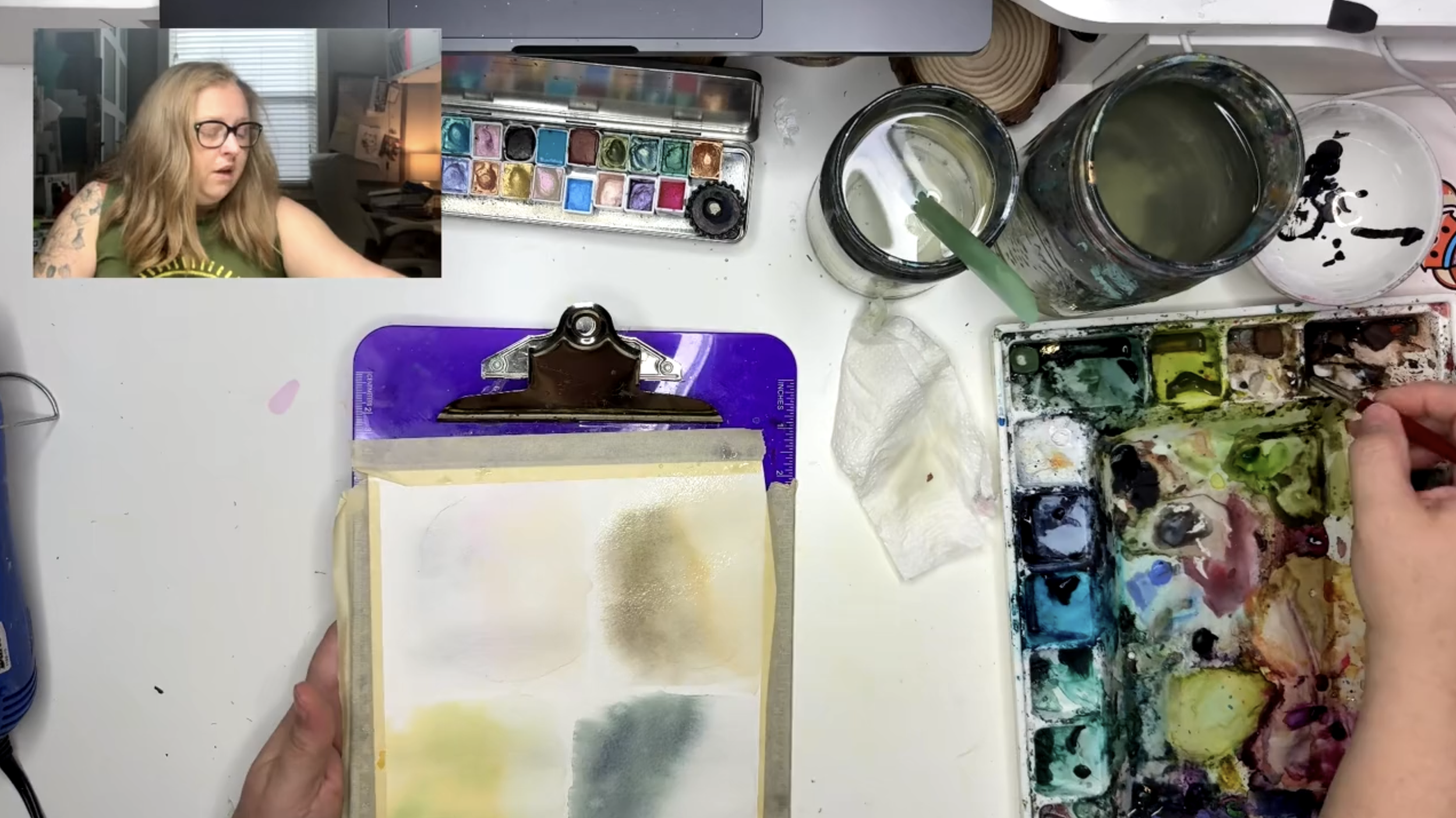 TikTok LIVE 48: Part 1 Batch Painting Watercolor Wood Slice Art Replay