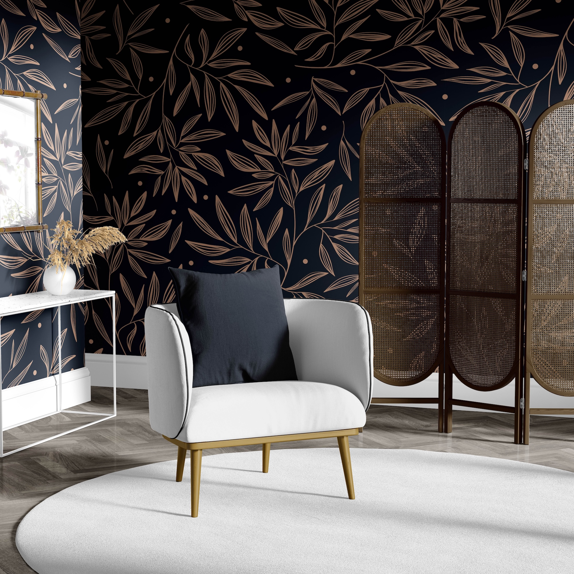 Sketched Leaves Navy Wallpaper Chair Mockup copy.png