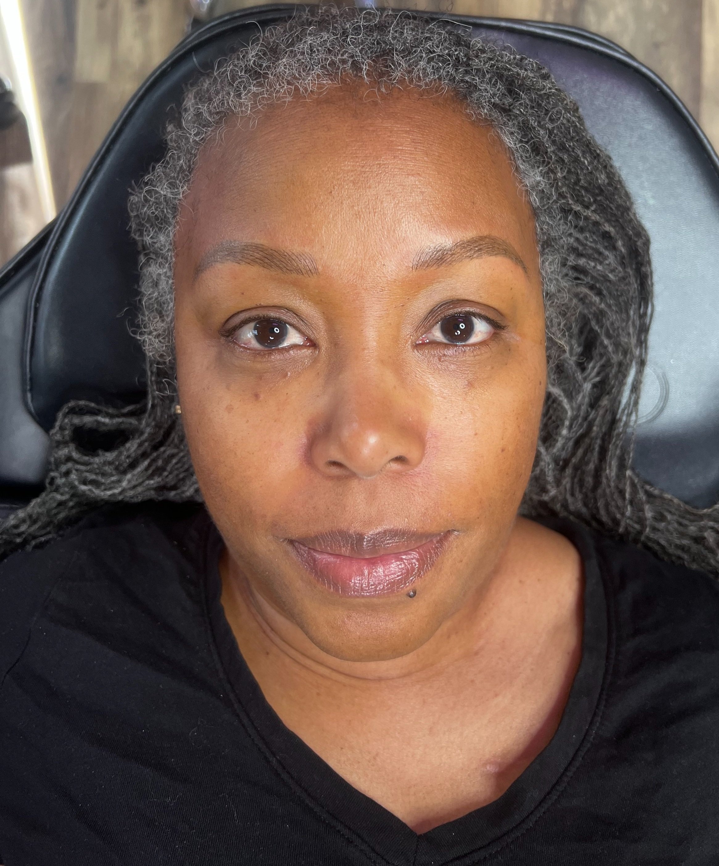 Subtle microblading on melanin-rich skin