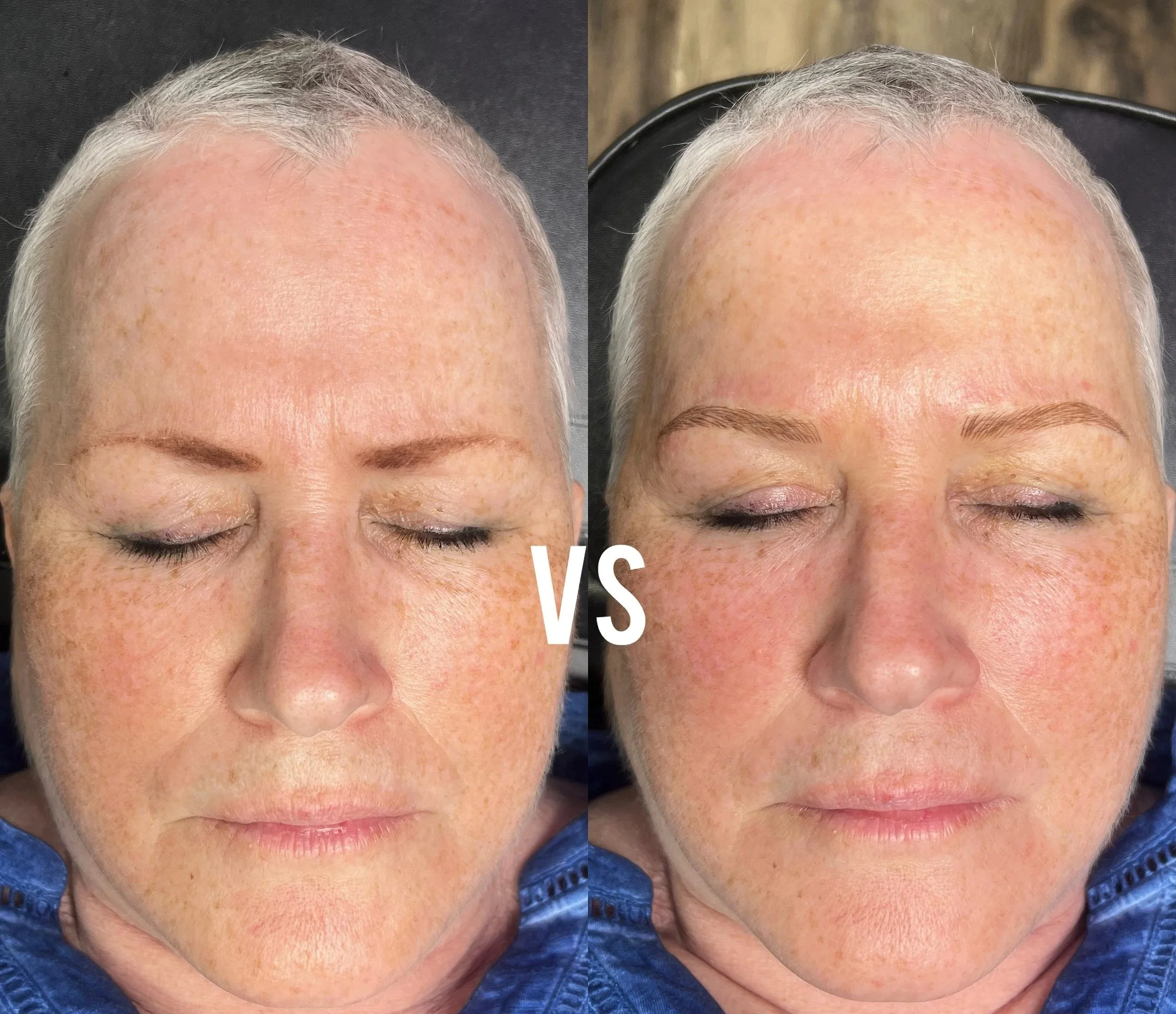 before and after of microblading