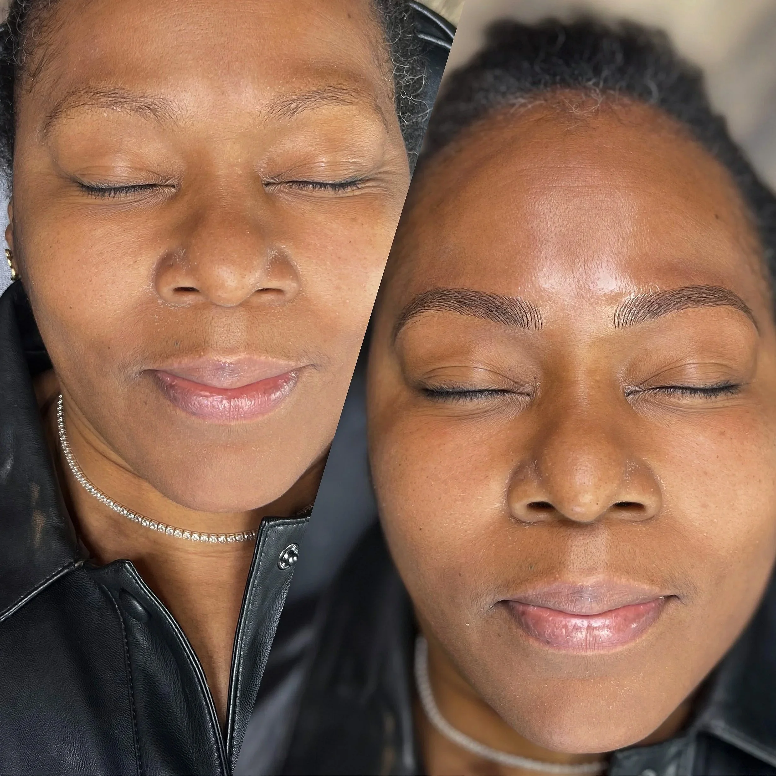 natural microblading results on melanated skin