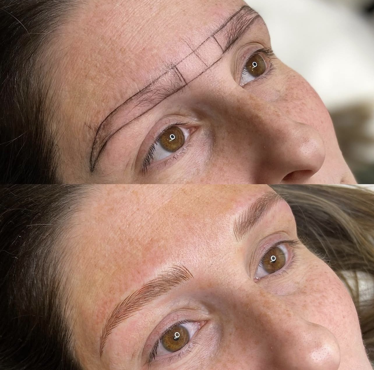 mapping of microblading, before and after for natural brows