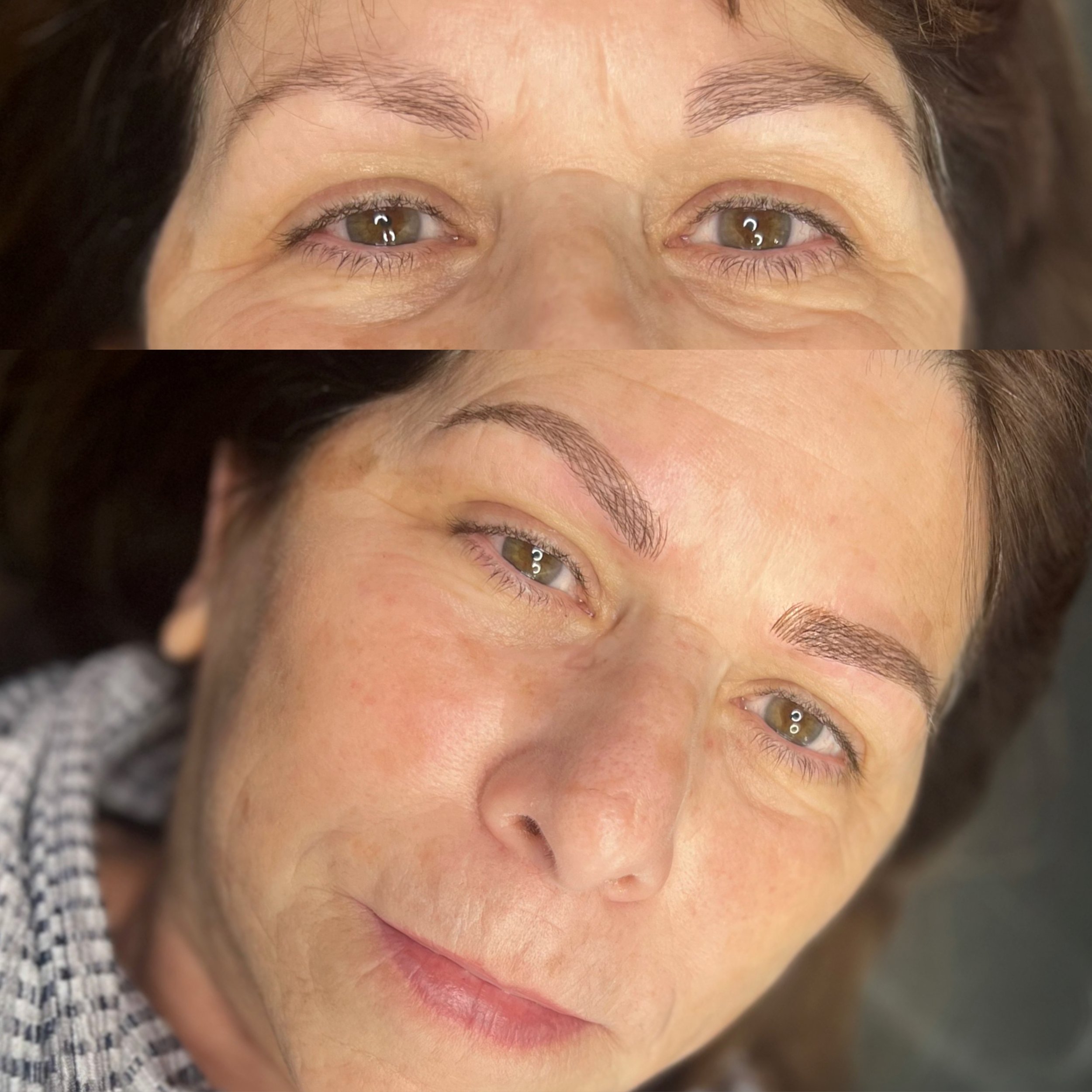 Microbladed brows designed to mimic natural hair growth with feather-light strokes.