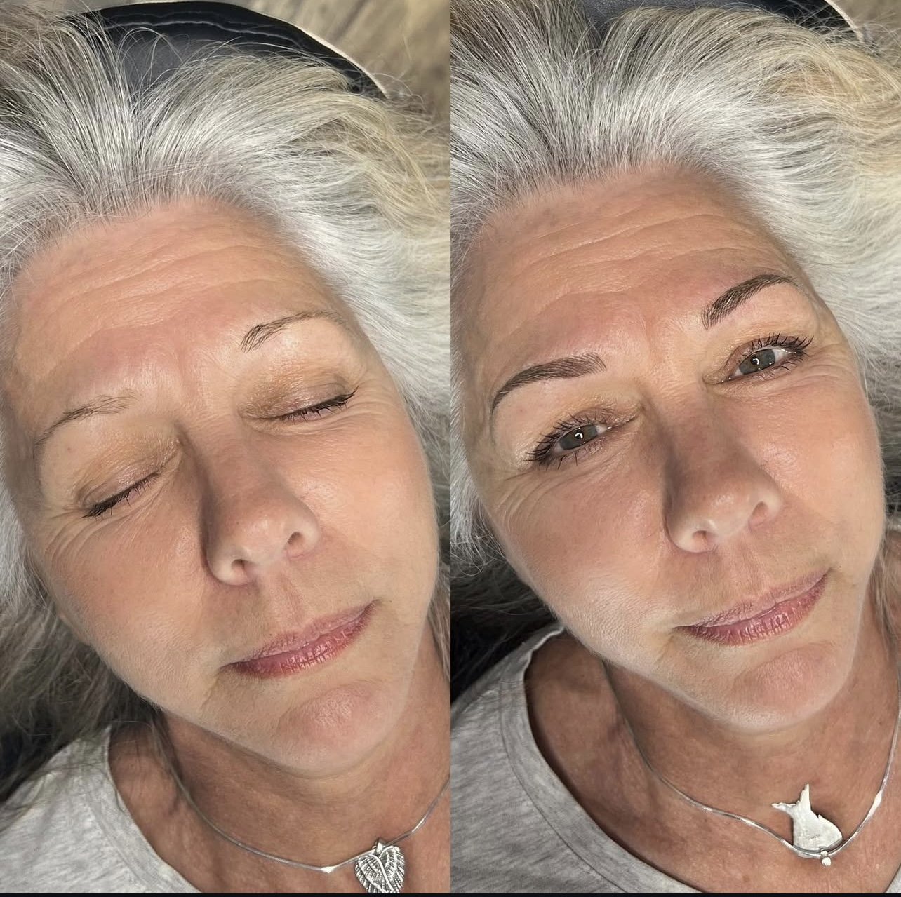 Microblading on a mature client to restore fullness to thinning brows.