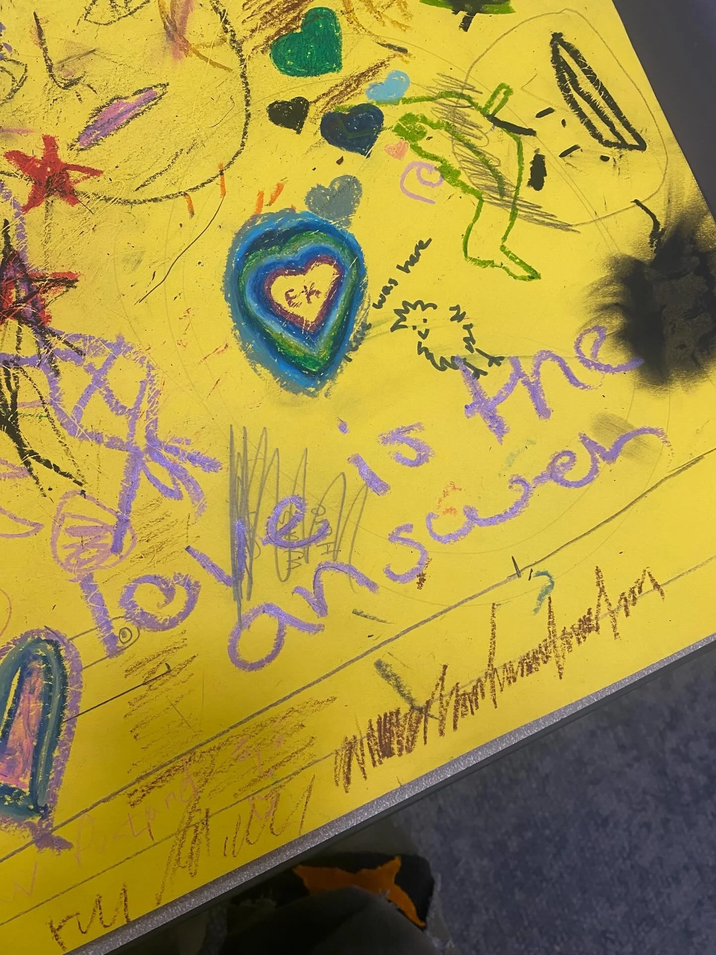 Messages from the communal art table at the @portlandpubliclibrary in the Lewis Gallery. Come by tomorrow, Match 27, for our Trans Day of Visibility Party and Gallery Opening from 5-7pm!