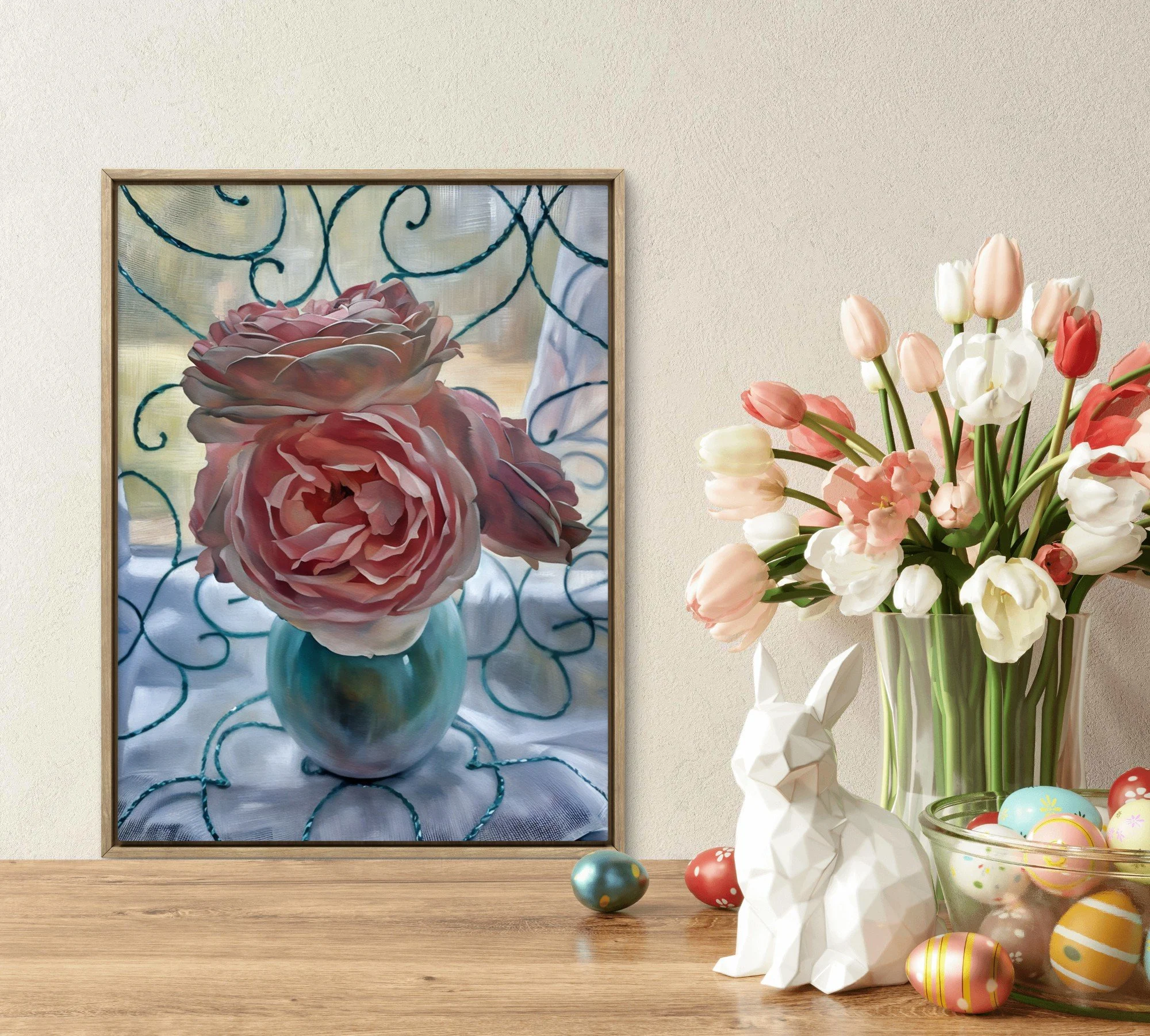 Pink Roses in a Small Blue Vase Markup.jpeg