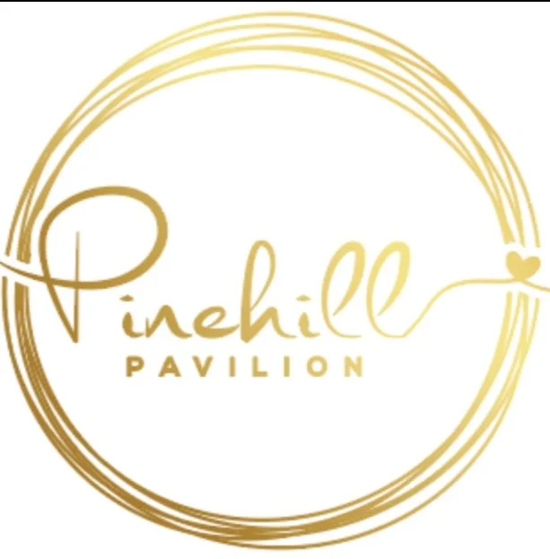 Pinehill Pavilion logo with gold script and circle design