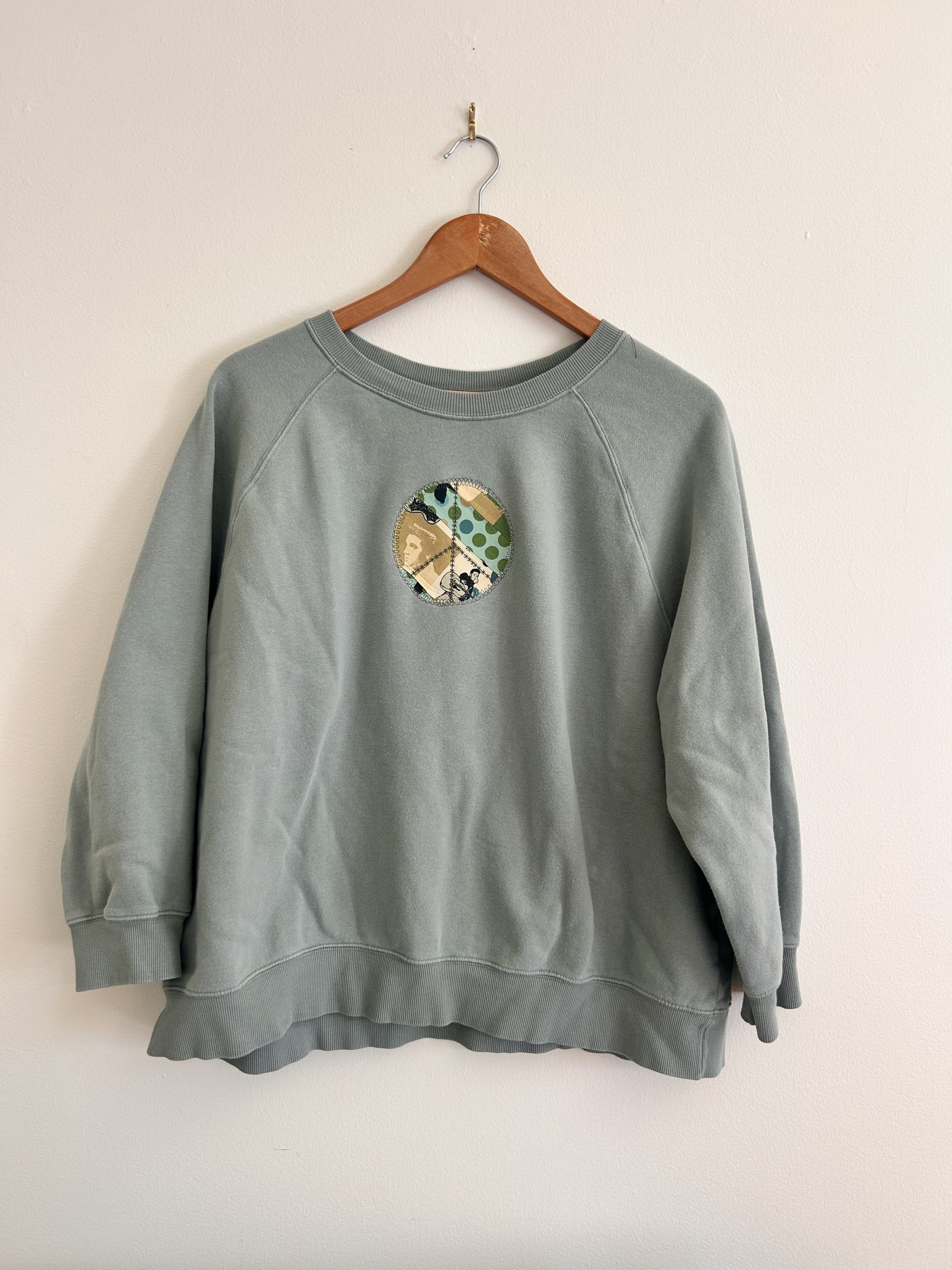 Greenish Grey Elvis Peace Crew Sweatshirt