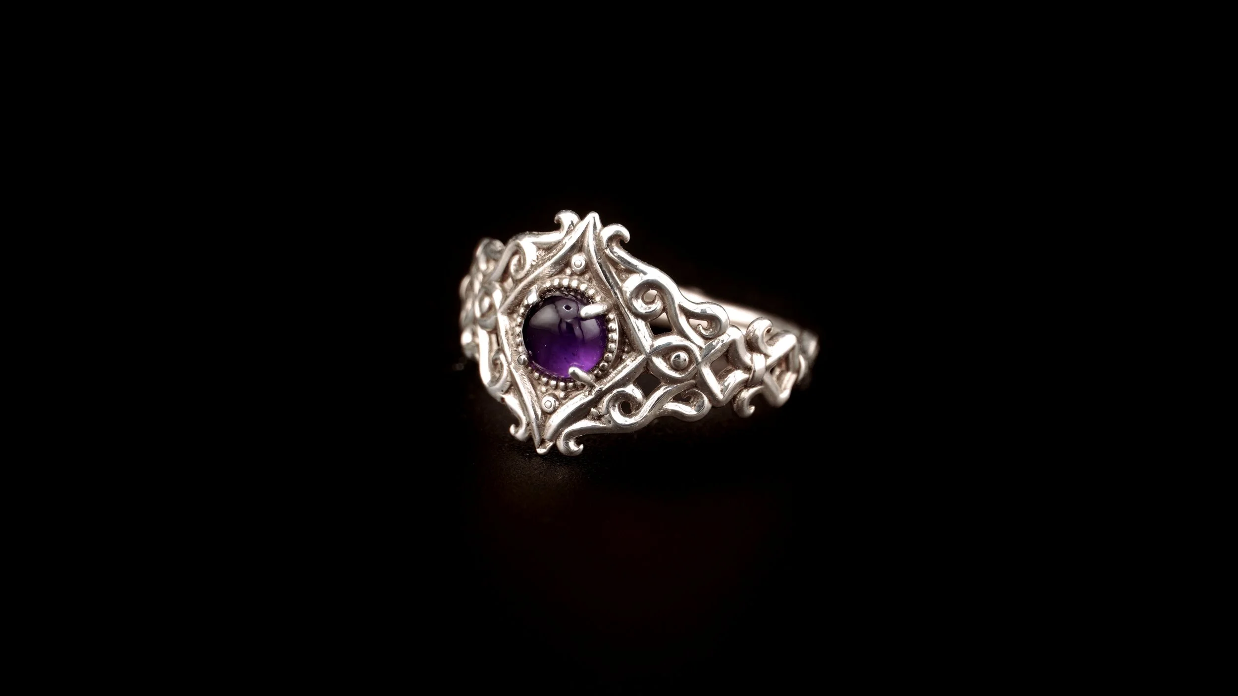 Victorian Ring with 5mm Cabochon Stone