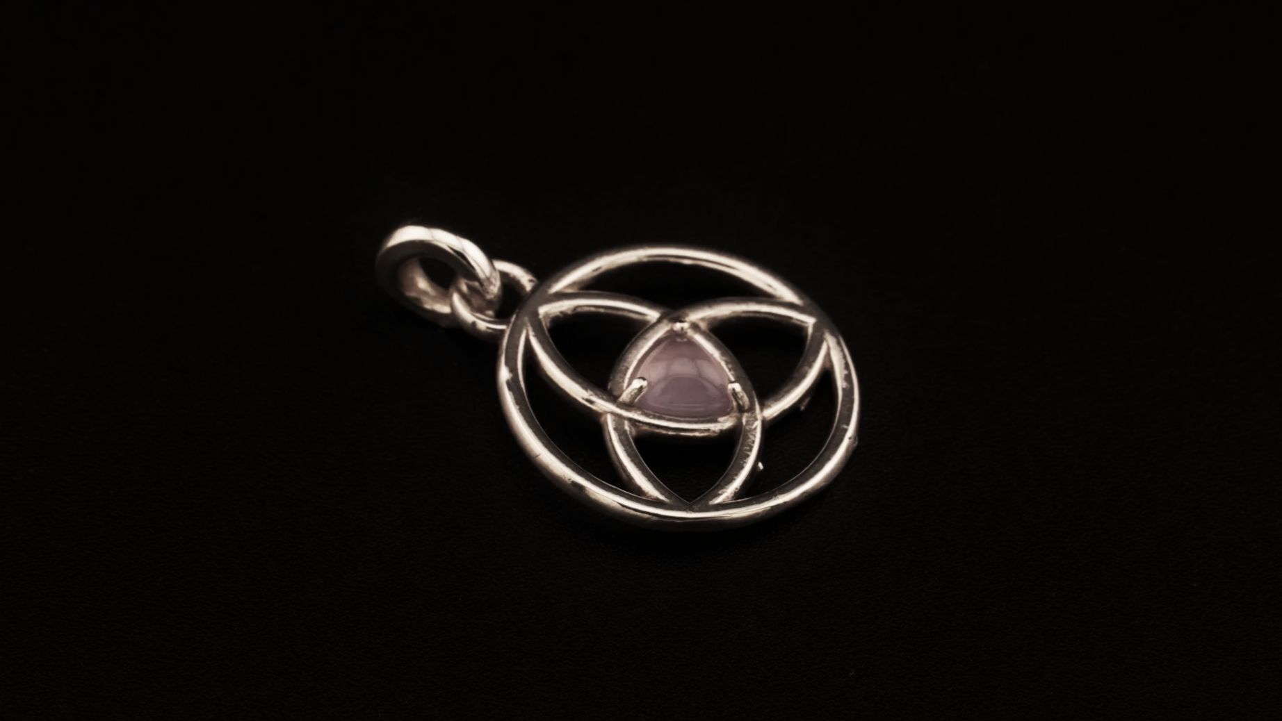 Sterling Silver Triquetra Pendant with 5.6mm Trillion Cut Stone