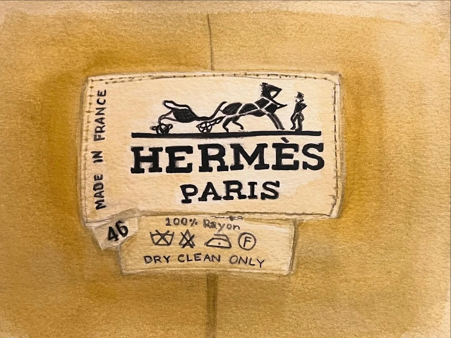 I am not one for labels on the exterior for everyone to see. I do love a vintage, beautifully considered label on the inside of a well made garment. They are small works of art on their own, don&rsquo;t you think?!
.
.
.
.
.
@hermes #watercolour #vin
