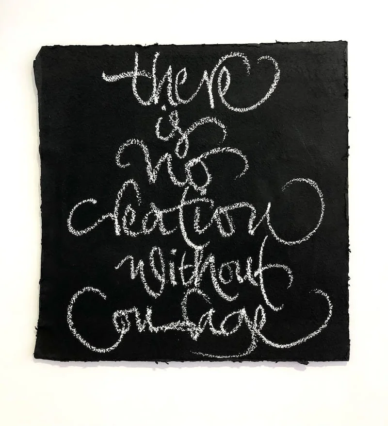 Kalligraphie-Ölkreide auf handgeschöpftem Büttenpapier-there is no creation