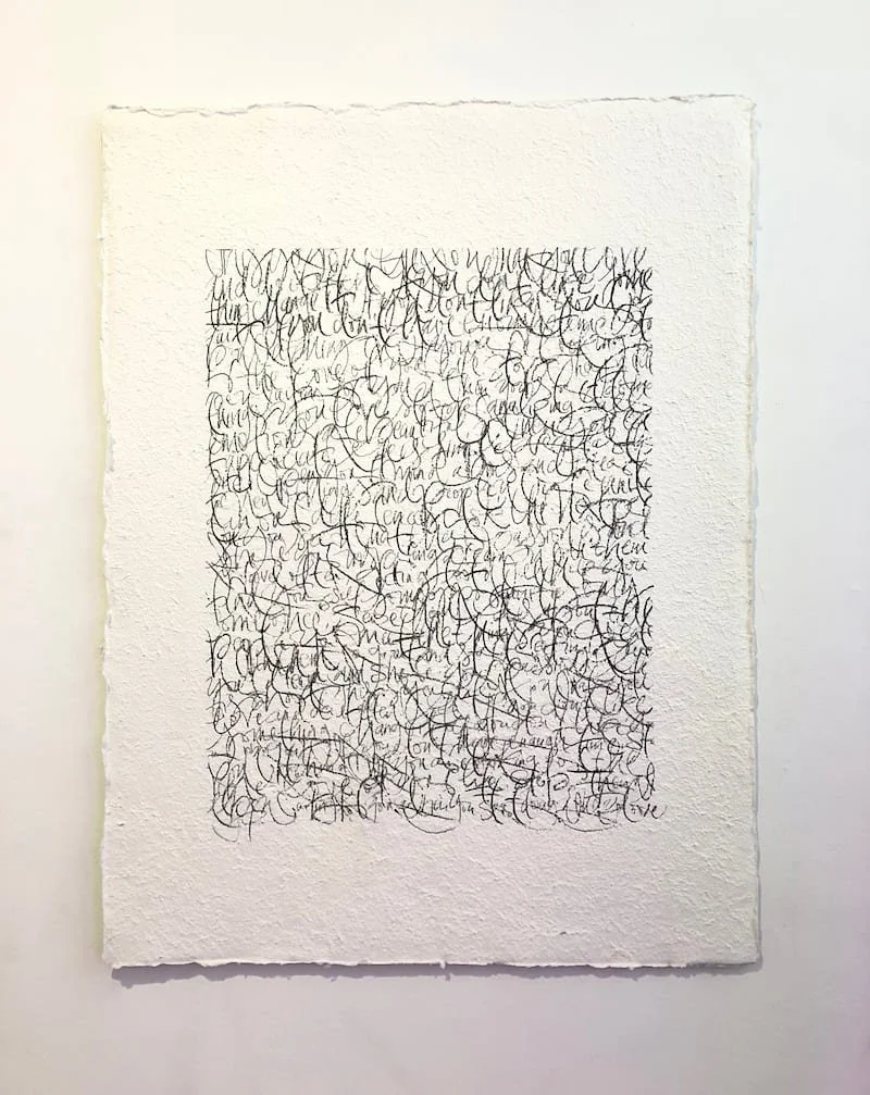 Kalligraphie - Graphit aufv handgeschöpftem Bütenpapier-life