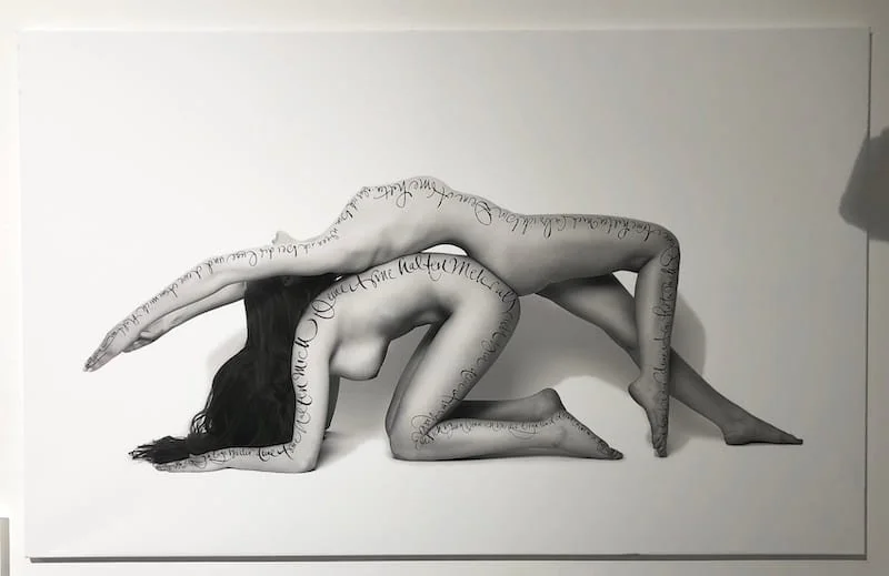 Kalligraphie auf Fotografie - Liegen bei Dir